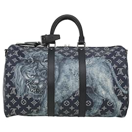 Louis Vuitton-LOUIS VUITTON Monogram savanna Keepall Bandouliere 45 Boston M54129 auth 33473a-Navy blue