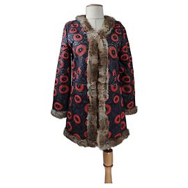 Casaco Antik Batik Cicero de algodão e pelo de coelho Multicor