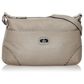 Fendi-Sac bandoulière en cuir gris Selleria Fendi-Gris