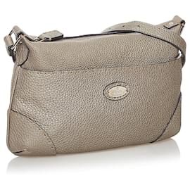 Fendi-Sac bandoulière en cuir gris Selleria Fendi-Gris