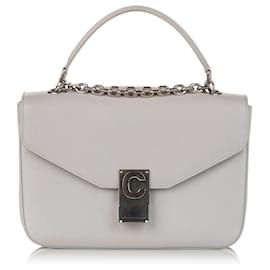 Céline-Celine White C Bag Leather Crossbody Bag-White