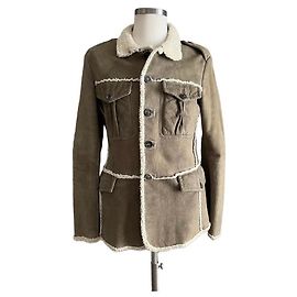Yves Saint Laurent YSL Shearling hunter jacket Taupe