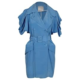 Autre Marque-Hanii Y Jaqueta Forrada de Seda Azul com Peito 2009 Vestir-Azul