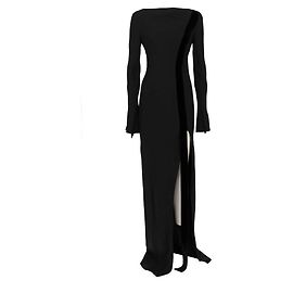 Gianfranco Ferré Langes Kleid mit seitlichem Schlitz Schwarz