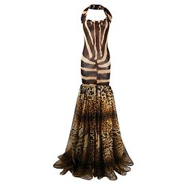 Robe sirène à imprimé animalier Gianfranco Ferré Marron