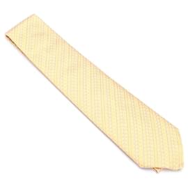 Hermès-Gravata Hermès Seda Estampada-Amarelo