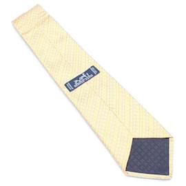 Hermès-Gravata Hermès Seda Estampada-Amarelo