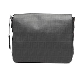 Fendi-Fendi Zucca Flap Messenger Bag-Black