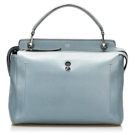 Fendi-Fendi Leather Dotcom Bag-Blue