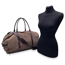 Fendi-Vintage Beige Brown Monogram Suede Duffle Bag-Brown