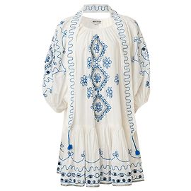 Juliet Dunn Schulterfreies Kleid mit Gürtel Weiß