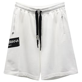 Dolce & Gabbana-Dolce & Gabbana Logo Sweat Shorts in White Cotton-White