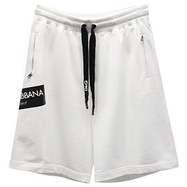 Short de moletom com logo Dolce & Gabbana em algodão branco Branco