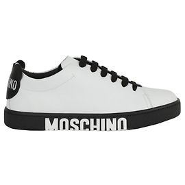 Ledersneaker mit Moschino-Logo Weiß