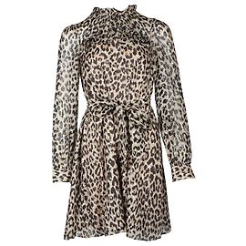 Kate Spade Glitzerndes Kleid mit Leopardenmuster Braun