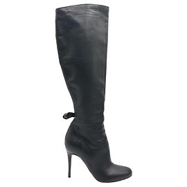 Valentino Knielange 'Bow'-Lederstiefel Schwarz