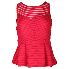 Maje-Top Peplum Sem Mangas Maje em Algodão Vermelho-Vermelho