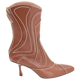 Zimmermann Liquid Patchwork Bottines à Bout Pointu en Cuir Marron Marron