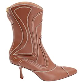 Zimmermann Liquid Patchwork Pointed Toe Boots in Brown Leather Brown
