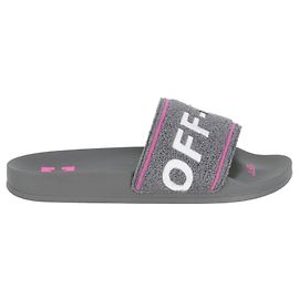 Off White Off-White Logo-Embroidered Terry Slides Grey