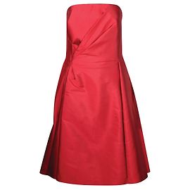 Alberta Ferretti Rotes trägerloses Cocktailkleid Rot