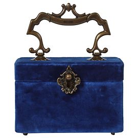 Moschino Velvet Top Handle Vanity Bag Blue