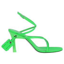 Off White Off-White Meteor Leather High Heel Sandals Green