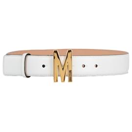 Moschino Cinto de couro com fivela M Branco