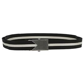 Bottega Veneta Striped Slide Buckle Belt Black