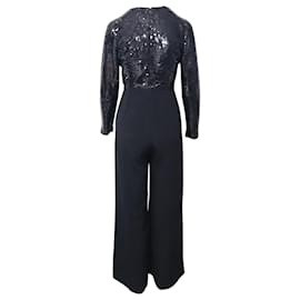 Stella Mc Cartney-Stella McCartney Sequin Top Jumpsuit in Black Silk-Black