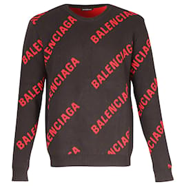 Balenciaga-Balenciaga Langarm-Strickjacke mit Logo aus schwarzer Baumwolle-Schwarz