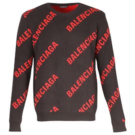 Balenciaga Langarm-Strickjacke mit Logo aus schwarzer Baumwolle Schwarz