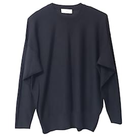Autre Marque-Ami Paris Crewneck Long Sleeve Sweater in Black Wool-Black
