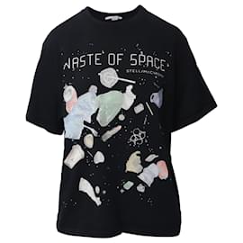 Stella Mc Cartney-Camiseta Stella McCartney Waste of Space em algodão preto-Preto