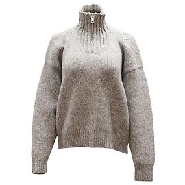 Alexander Wang Pull à Col Roulé à Demi-Zip en Laine Grise Gris
