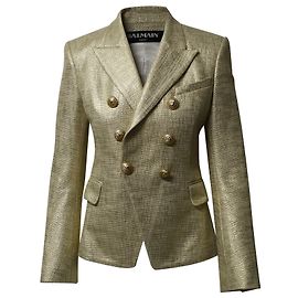 Blazer de busto com forro metálico Balmain em algodão dourado Dourado