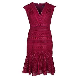 Karen Millen Fushia Spitzenkleid mit Trompetensaum Pink