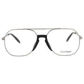 Alexander McQueen Aviator-Style Metal Optical Frames Silvery Metallic