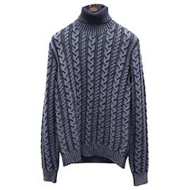 Tod's-Suéter de punto de ochos con cuello vuelto de Tod's en lana de merino gris azulado-Gris