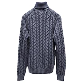 Tod's-Suéter de punto de ochos con cuello vuelto de Tod's en lana de merino gris azulado-Gris