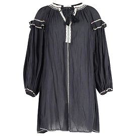 Isabel Marant Besticktes kurzes Kleid aus schwarzer Baumwolle Schwarz