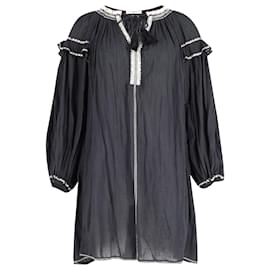 Isabel Marant-Isabel Marant Embroidered Short Dress in Black Cotton -Black