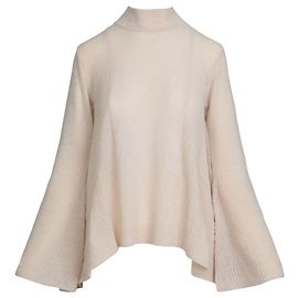 Stella Mc Cartney Stella McCartney High-Low-Ripp-Mockneck-Pullover Beige