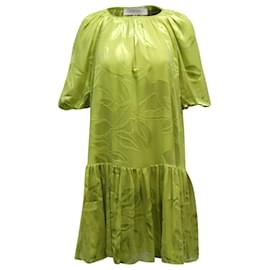 Autre Marque-Stine Goya Pleated Lemon Mini Dress in Green Viscose-Green