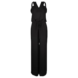 Bcbg Max Azria-Black V-Neck Jumpsuit-Black