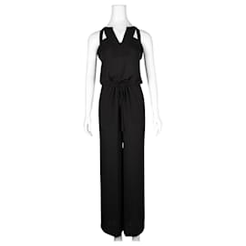Bcbg Max Azria-Black V-Neck Jumpsuit-Black