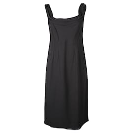 Prada-Black Midi Dress with Cowl Neck-Black