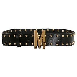Moschino Gold Stud Cinto com fivela M Preto