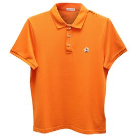 Polo de manga curta Moncler Pique em algodão laranja Laranja