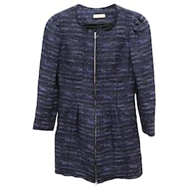Nina Ricci-Nina Ricci Front-Zip Jacket in Navy Blue Acrylic Tweed-Blue,Navy blue